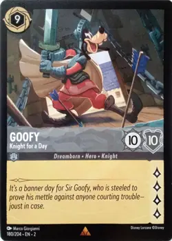 180/204 GOOFY KNIGHT FOR A DAY RISE OF FLOODBORN RARE DISNEY LORCANA CARD - Image 1