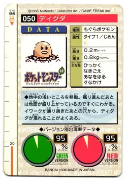 DIGLETT NO. 050 - HP - CARDDASS VENDING GREEN SERIES JAPANESE POKEMON CARD - Image 2