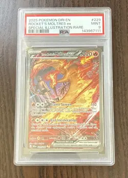 Pokemon TCG Team Rockets Moltres EX Card 229/182 PSA Mint 9 - Image 1