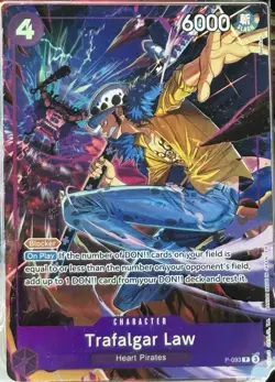 Bandai Trafalgar Law P-093 Blocker Character One Piece CCG Card 6000 Power - Image 1