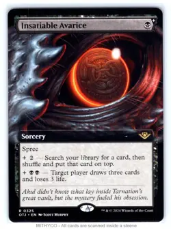 MTG Insatiable Avarice (Extended Art) Outlaws of Thunder Junction NM - Image 1