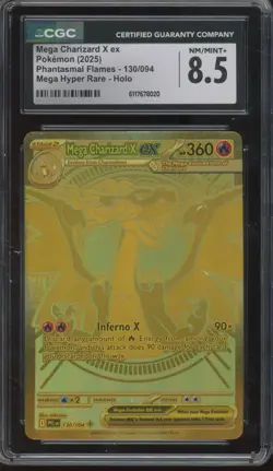 2025 Pokemon Phantasmal Flames Mega Hyper Rare Holo Mega Charizard X ex CGC 8.5 - Image 1