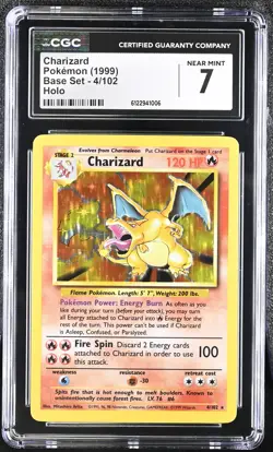 CGC 7 Charizard 1999 Base Set 4/102 Holo Pokemon Card - Image 1