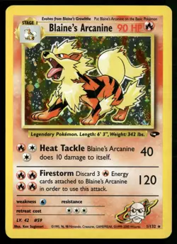 Blaine's Arcanine Holo Rare Gym Challenge 001/132 MP Pokemon TCG - Image 1
