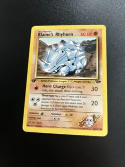 Blaine’s Rhyhorn 65/132 1st Edition Gym Challenge Variant WOTC Pokemon Original - Image 1