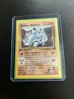 Blaine’s Rhyhorn 65/132 1st Edition Gym Challenge Variant WOTC Pokemon Original - Image 3