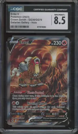 2023 Pokemon Crown Zenith Galarian Gallery Holo #GG36 Entei V CGC 8.5 - Image 1