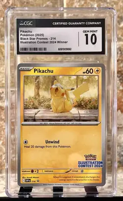 Pokemon TCG Pikachu Illustration Contest 2024 Winner 214 Black Star Promo CGC 10 - Image 1