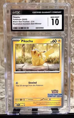 Pokemon TCG Pikachu Illustration Contest 2024 Winner 214 Black Star Promo CGC 10 - Image 3