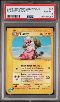 2003 Pokemon Aquapolis 47 Flaaffy Reverse PSA 8 NM-MT - Image 1