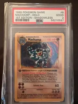 1999 Pokemon Machamp-Holo 1st Edition Shadowless PSA 2 - Image 1
