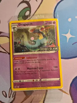 EU Exclusive Pokemon Dragapult 091/192 Rebel Clash Stamped Promo Sealed - Image 1