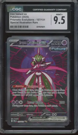 2025 Pokemon Prismatic Evolutions #157 Iron Valiant ex Mint+ CGC 9.5 - Image 1