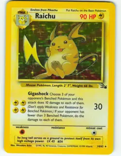 Raichu - Holo - 14/62 Fossil Set - Pokemon TCG - 1999 - Image 1