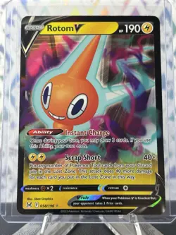 Pokemon TCG Rotom V Lost Origin 058/196 Ultra Rare Holo NM - Image 1