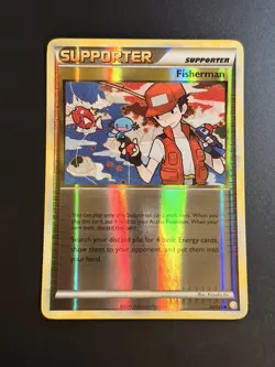 Pokemon TCG Fisherman 92/123 HeartGold SoulSilver Reverse Holo Card NEAR MINT - Image 1