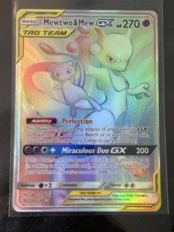 Pokemon Mewtwo & Mew GX Unified Minds 242/236 Secret Rare SM Rainbow Holo Card￼ - Image 1