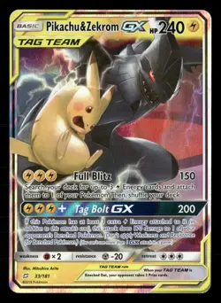 Pikachu & Zekrom GX - 33/181 - Ultra Rare - Team Up - Pokemon Card - MP - Image 1