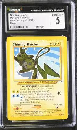 CGC 5 Shining Raichu 2002 Neo Destiny 111/105 Holo Pokemon Card - Image 1