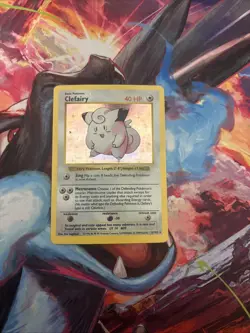 Pokemon TCG Clefairy 5/102 Base Set Holo Unlimited Rare Card - HP/Damaged - Image 1