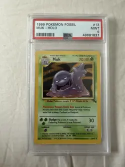 1999 Holo Rare WOTC Pokemon TCG Muk Card 13/62 Fossil PSA 9 - Image 1