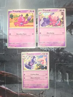 Tinkatink, Tinkatuff, & Tinkaton SV04: Paradox Rift 3-Card Lot Pokemon NM - Image 1