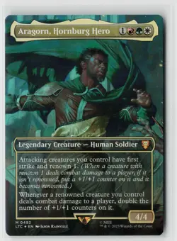 MTG Aragorn, Hornburg Hero - Borderless - 492 - Foil LTC x1 NM Mythic - Image 1