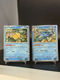 Pokemon TCG Psyduck and Golduck Mega Evolution Promo Card 007 & 008 - Image 1