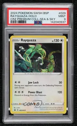 Rayquaza Holo Pokemon Sword & Shield Black Star Promo PSA 9 MINT - Image 1