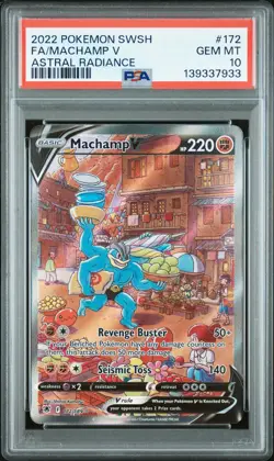 2022 POKEMON SWORD & SHIELD ASTRAL RADIANCE #172 FULL ART/MACHAMP V PSA 10 - Image 1