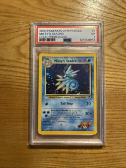 Pokemon Gym Heroes Misty's Seadra Holo 9/132 PRERELEASE PSA 7 NM - Image 1