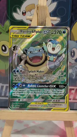 Pokemon Blastoise & Piplup GX TAG TEAM Full Art Ultra Rare 215/236 Holo - Image 1