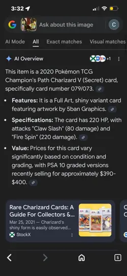 The Pokemon Company Charizard V Secret Rare 079/073 Champion's Path Full Art Ho… - Image 3