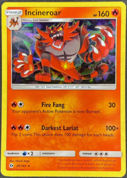 Incineroar - Cracked Ice Holo Rare - 26/149 - Sun & Moon - NM/M - Image 1