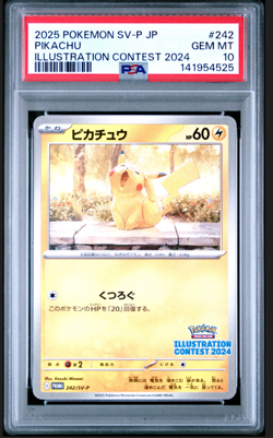 PSA 10 2025 POKEMON JAPANESE SV-P PROMO ILLUSTRATION CONTEST 2024 #242 PIKACHU - Image 1
