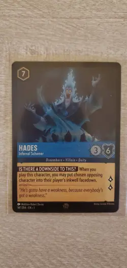Disney Lorcana TCG The First Chapter Legendary Hades Infernal Schemer Cold Foil - Image 2