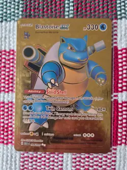 Pokemon Blastoise ex GOLD Foil Fan Art Collector Card - 330 HP - 184/185 - Image 1