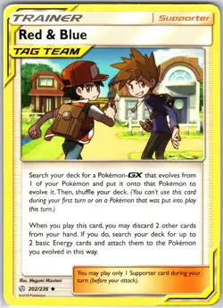 Red & Blue 202/236 Uncommon Regular Card SM - Cosmic Eclipse Pokemon TCG NM - Image 1