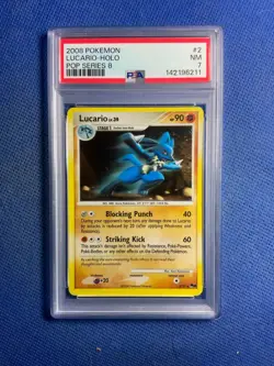 Pokemon TCG 2008 Pop Series 8 Lucario Holo Rare Card 2/17 PSA 7 - Image 1