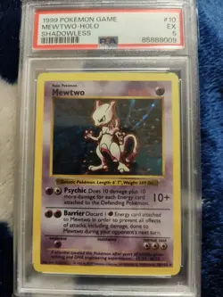 1999 Pokemon Cards 10/102 Mewtwo Holo Shadowless PSA 5 - Image 1