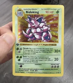 Nidoking Holo Base Set 1st Edition Shadowless 11/102 Vintage Pokemon - Image 3