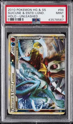 2010 POKEMON HEARTGOLD & SOULSILVER UNLEASHED SUICUNE & ENTEI LEGEND-HOLO PSA 9 - Image 1