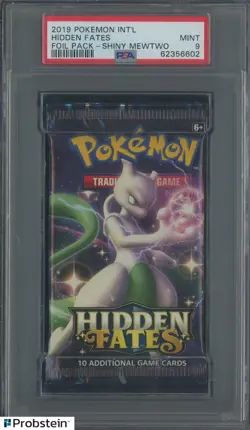 2019 Pokemon Intl Hidden Fates Foil Booster Pack Shiny Mewtwo PSA 9 MINT - Image 1
