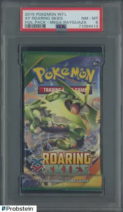2015 Pokemon Intl Xy Roaring Skies Booster Foil Pack Raquaza Art PSA 8 NM-MT - Image 1