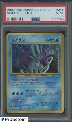 2000 Pokemon Japanese Neo 3 #245 Suicune Holo PSA 9 MINT - Image 1