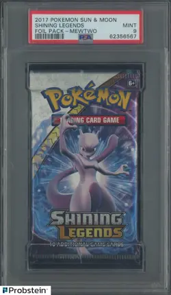 2017 Pokemon Sun & Moon Shining Legends Foil Booster Pack Mewtwo PSA 9 MINT - Image 1