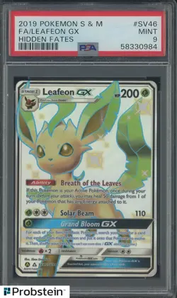 2019 Pokemon Sun & Moon Hidden Fates #SV46 FA/ Leafeon Gx PSA 9 MINT - Image 1