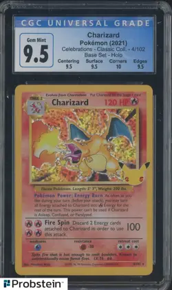 2021 Pokemon Celebrations Base Set 4/102 Charizard CGC 9.5 - Image 1