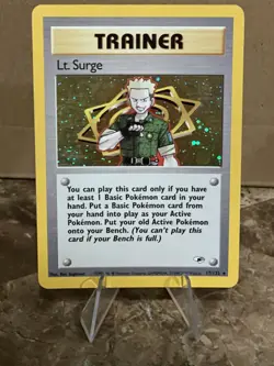Pokemon Lt. Surge 17/132 Gym Heroes Unlimited Holo Rare Card WOTC - Image 1