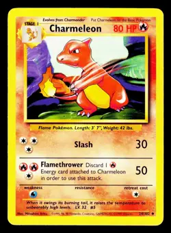 Pokemon Charmeleon 24/102 Base Set Uncommon Unlimited NM NP - Image 1